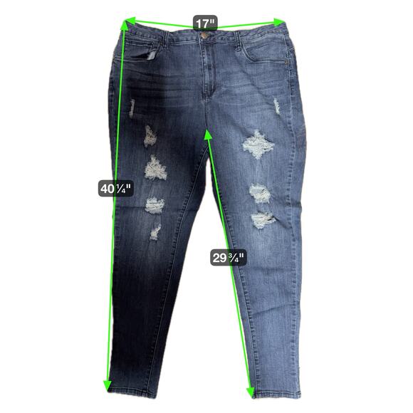 Hybrid Company Distressed Skinny Jeans Size 18 High Rise Stretch Denim - Picture 6 of 6